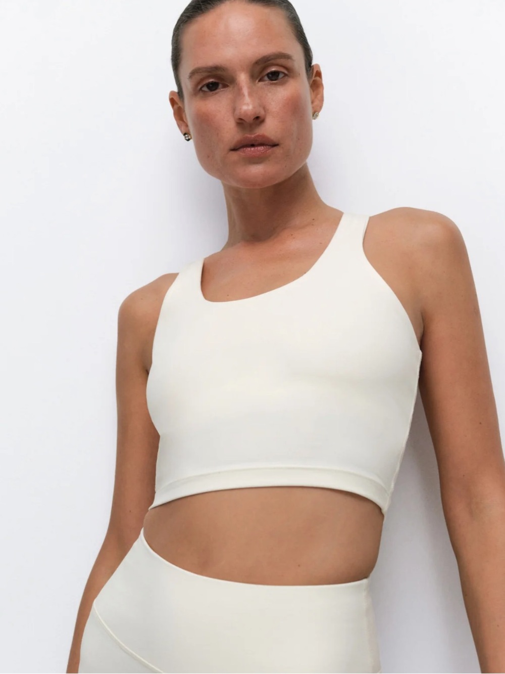 MATE the Label Organic Stretch Crop Racer Tank - Ivory